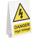 High Voltage Vehicle Warning Sign - Suction Cups on Base - Double Sided Loops