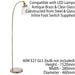 Curved Arm Floor Lamp Antique Brass Tall Free Standing Metal Retro Reading Light Loops