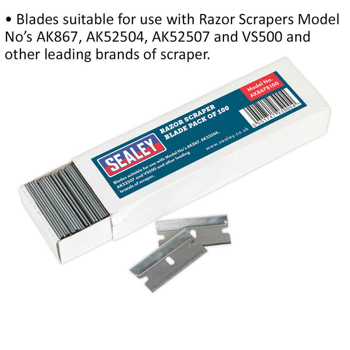 100 PACK Universal Razor Scraper Blade - Suitable for ys01986 ys01163 & ys10983 Loops