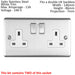 SATIN STEEL Bedroom Socket & Switch Set- 1x Light & 2x Double UK Power Sockets Loops