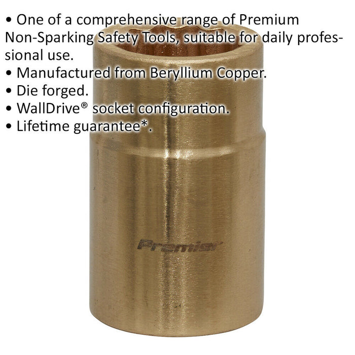 16mm Non-Sparking WallDrive Socket - 1/2" Square Drive - Beryllium Copper Loops