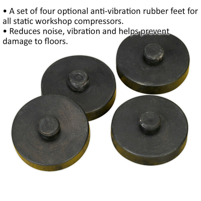 4 PACK Compressor Anti-Vibration Rubber Feet - Reduces Noise & Prevents Damage Loops