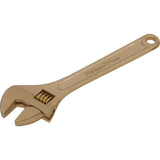 200mm Non-Sparking Adjustable Wrench - 24m Jaw Capacity - Beryllium Copper Loops