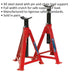 PAIR 5 Tonne Axle Stands - Pin & Chain Load Support - 700mm Max Height Loops