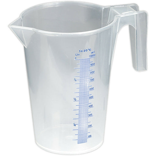 1 Litre Translucent Measuring Jug - Easy to Read Scale - Pouring Spout - Handle Loops