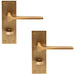 2x PAIR Flat Straight Lever on Slim Bathroom Backplate 150 x 50mm Antique Brass Loops