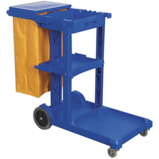 Janitorial Cleaning Trolley - Multiple Shelve - Holds Mop Buckets - Housekeeping Loops