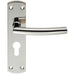 Curved Bar Lever Door Handle on Euro Lock Backplate 172 x 44mm Polished Steel Loops