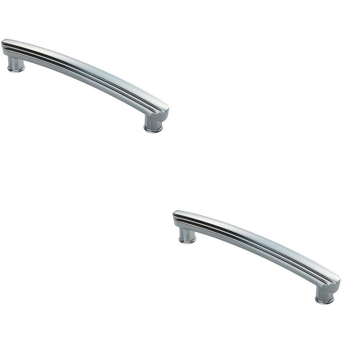 2x Ridge Deisgn Curved Cabinet Pull Handle 160mm Fixing Centres Polished Chrome Loops