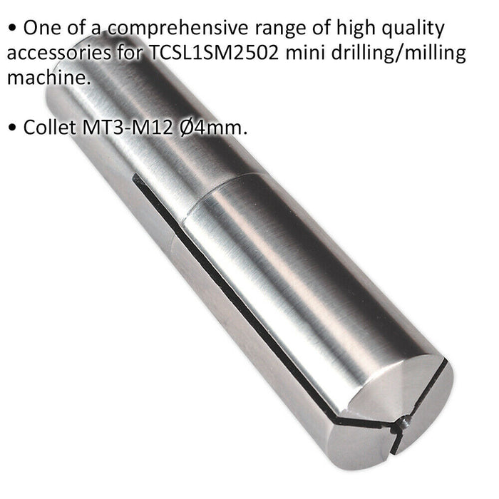 4mm Collet MT3-M12 - Suitable for ys08796 Mini Drilling & Milling Machine Loops