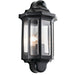 IP44 Outdoor Wall Light Satin Black Half Lantern Traditional Dimmable Porch Lamp Loops