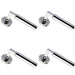 4x PAIR Straight Round Bar Handle on Round Rose Concealed Fix Polished Nickel Loops