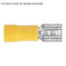 100 PACK 6.3mm Push-On Female Terminal - Suits 12 to 10 AWG Cable - Yellow Loops