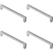 4x Straight D Bar Door Handle with Grooves 160mm Fixing Centres Polished Chrome Loops
