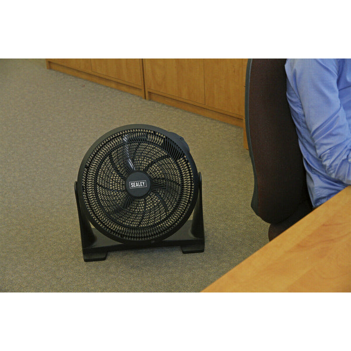 16 Inch Composite Desk or Floor Standing Fan - 3 Speed Settings - 3-Pin UK Plug Loops