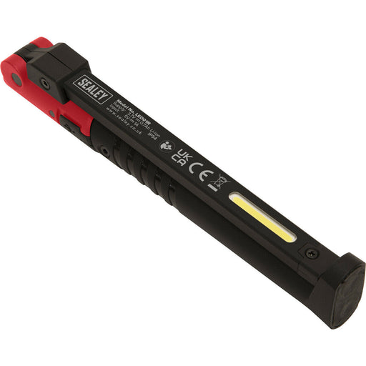 Slim Folding Pocket Light - 2 COB & 1 SMD LED - Rechargeable - Magnetic - Red Loops