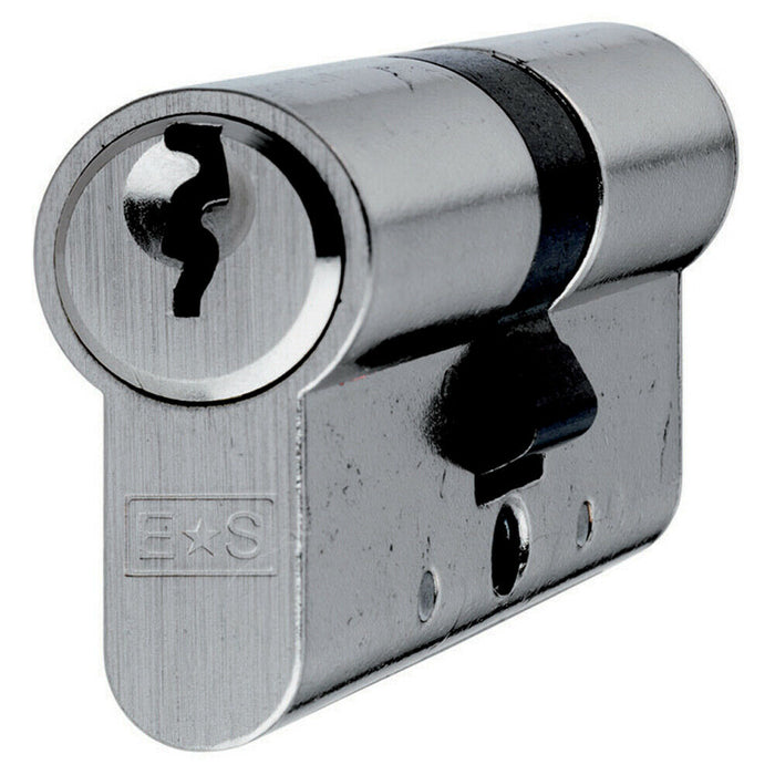 60mm EURO Double Cylinder Lock Keyed to Differ 5 Pin Nickel Plated Door Loops