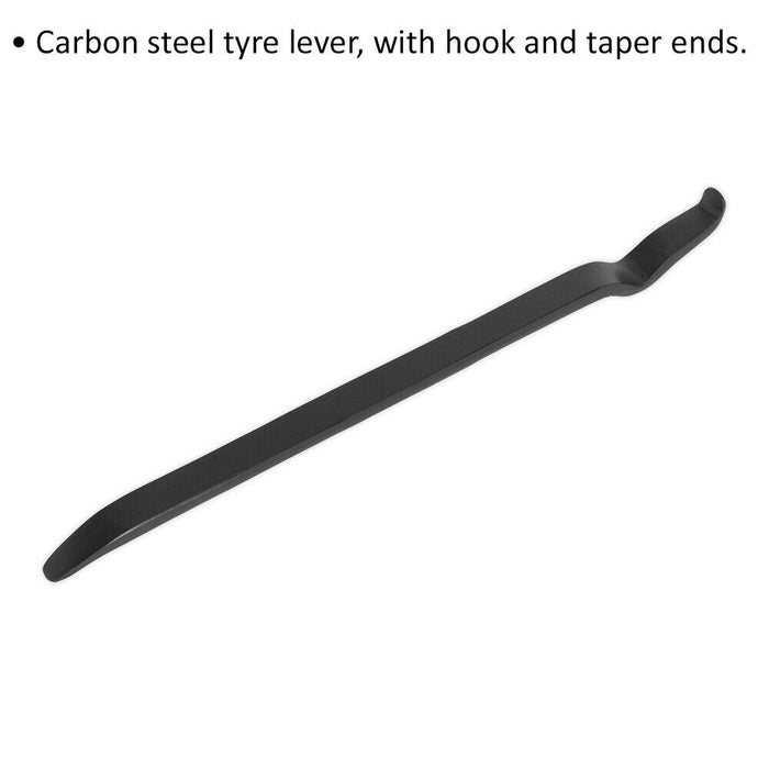 600mm Heavy Duty Tyre Lever - Carbon Steel Hook & Taper Ends Wheel Iron Pry Bar Loops