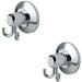 2x Twin Bathroom Robe Hook on Concealed Fix Rose 57mm Projection Polished Chrome Loops