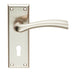 4x Chunky Curved Tapered Handle on Lock Backplate 150 x 50mm Satin Nickel Loops
