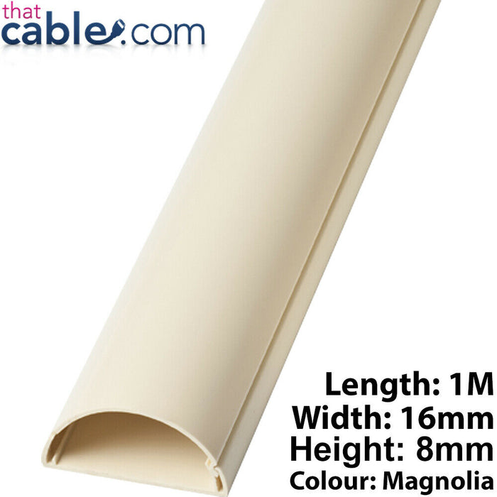 1m 16mm x 8mm Magnolia Speaker Cable Trunking Conduit Cover AV TV Ethernet Wall Loops