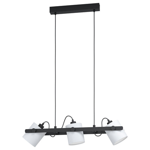 Hanging Ceiling Pendant Light Black White Adjustable Spots 3 Bulb Kitchen Lamp Loops
