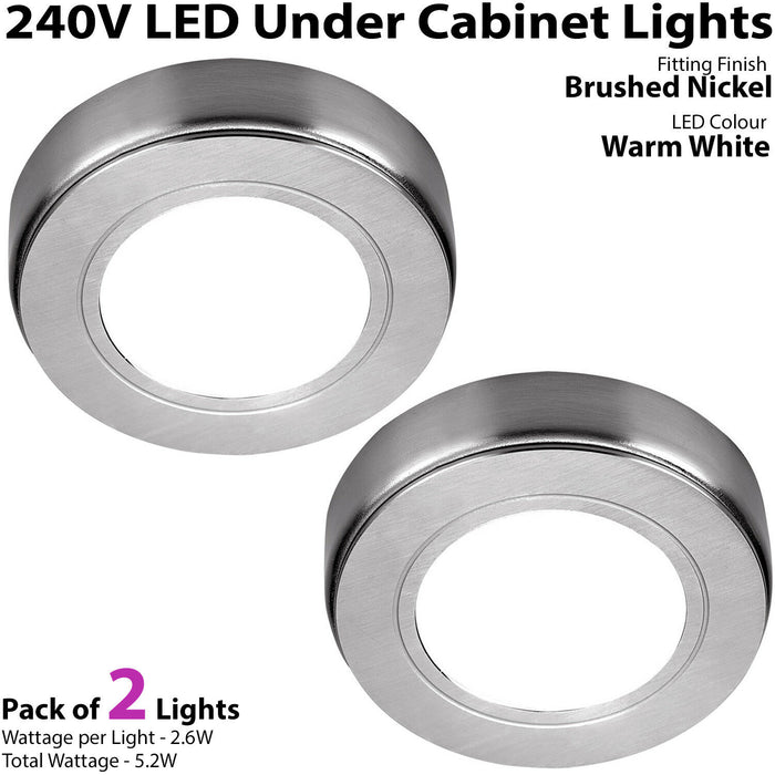 2x LED Kitchen Cabinet Spotlights 240V WARM WHITE Surface Flush Mount Light Kit Loops