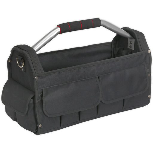 485 x 250 x 350mm Open Tool Bag - BLACK - 15 Pocket Rigid Base & Carry Handle Loops