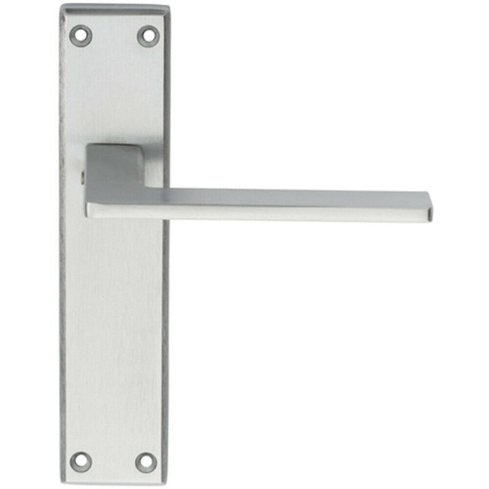 Door Handle & Latch Pack Satin Chrome Slim Straight Lever Square Backplate Loops