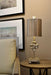 Table Lamp Caarving On Stem Footed Base Matching Shade Silver Leaf LED E27 60W Loops