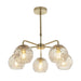 Ceiling Pendant Light - Satin Brass Plate & Champagne Lustre Glass - 5 x 25W E14 Loops