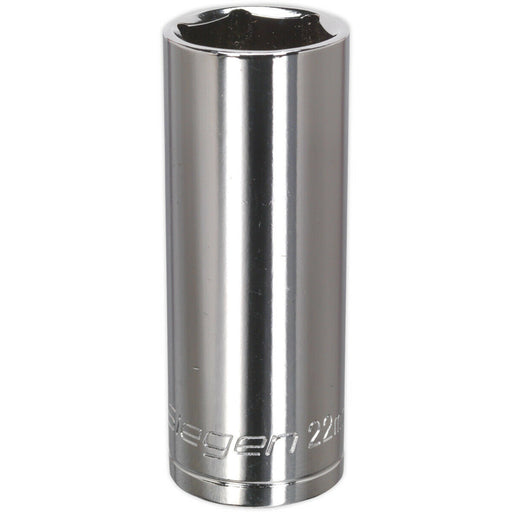 22mm Chrome Plated Deep Drive Socket - 1/2" Square Drive High Grade Carbon Steel Loops