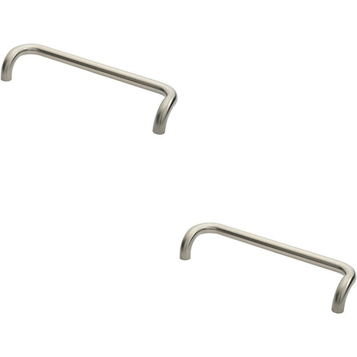 2x Cranked Pull Handle 480 x 30mm 450m Fixing Centres Satin Stainless Steel Loops