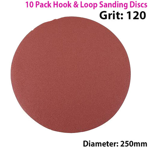 QTY 10 250mm 10 Inch Sanding Discs 120 Grit Orbit Sander Hook & Loop Loops