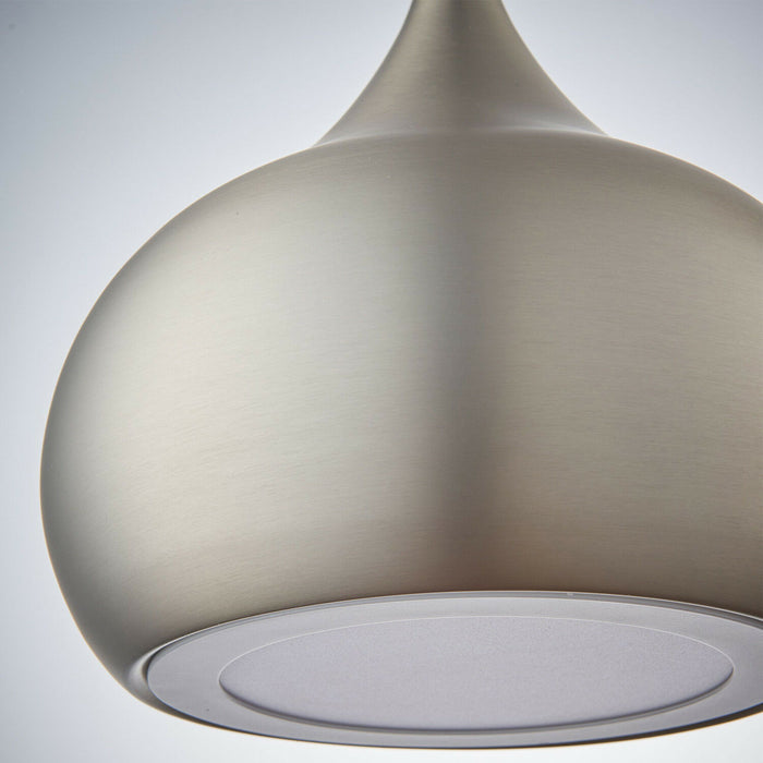 LED Ceiling Pendant Light 18W Cool White Bulb Matt Nickel Hanging Dome Shade Loops