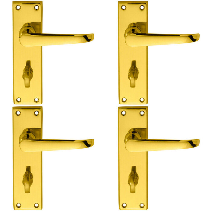 4x PAIR Straight Victorian Lever on Bathroom Backplate 150 x 42mm Brass Loops