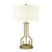 Table Lamp Grecian Key Motif Ivory Whie Linen ShadeDistressed Gold LED E27 100W Loops