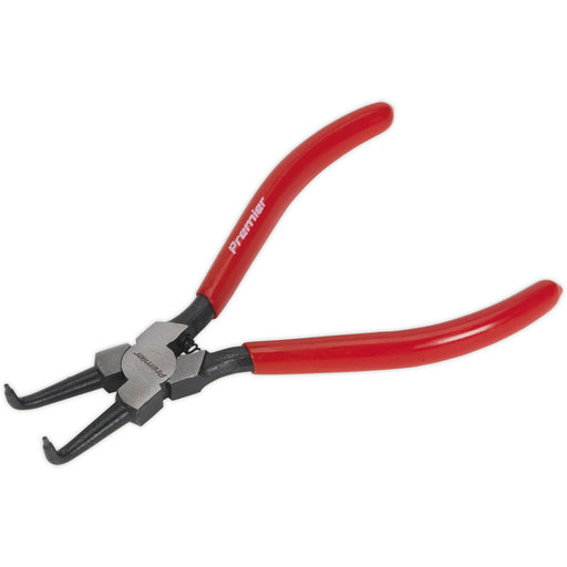180mm Bent Nose Internal Circlip Pliers - Spring Loaded Jaws - Non-Slip Tips Loops