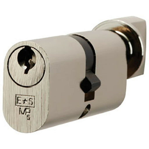 70mm OVAL Cylinder & Thumbrturn Lock Keyed to Differ 5 Pin Nickel Plated Loops