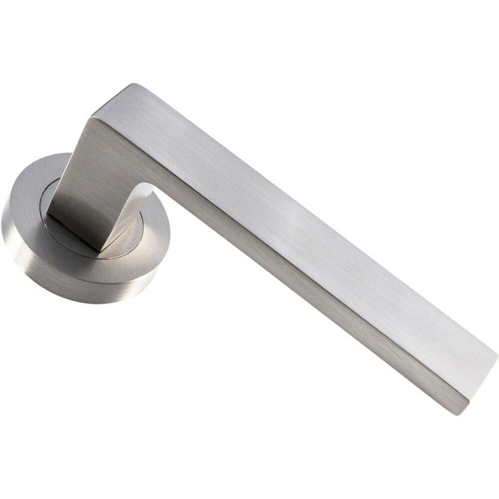 PAIR Straight Square Handle on Round Rose Concealed Fix Satin Nickel Loops