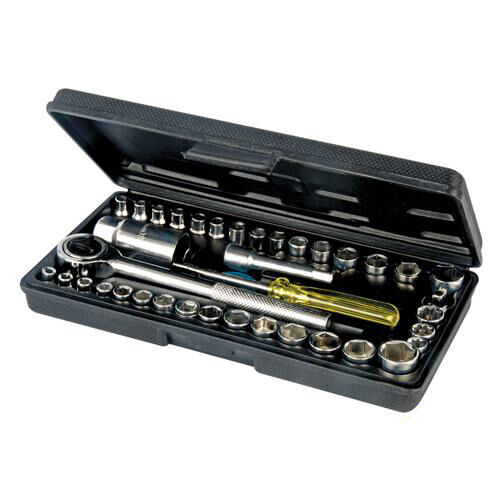 40pc Socket Ratchet Set Includes 3/8" x 21mm Spark Plug Socket 3inch Ext Bar Loops