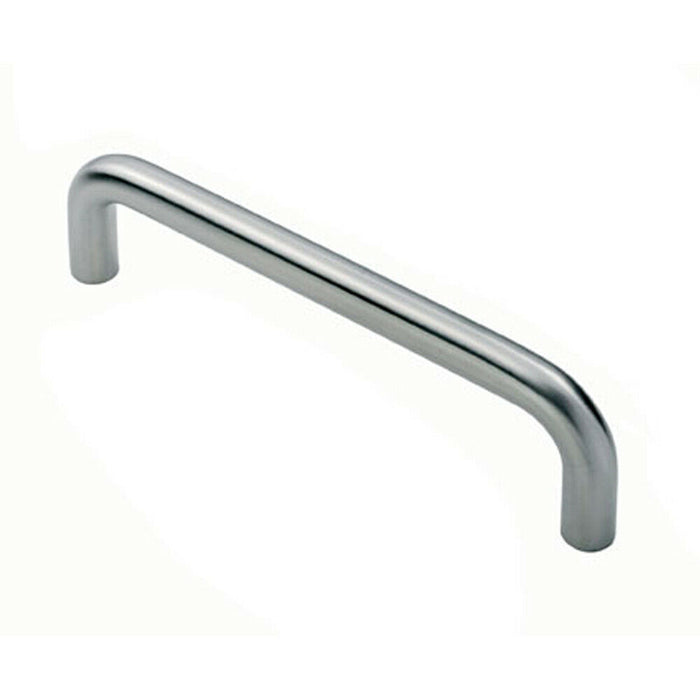 2x Round D Bar Pull Handle 22mm Dia 150mm Fixing Centres Satin Stainless Steel Loops