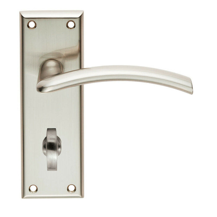 PAIR Arched Lever on Bathroom Backplate Door Handle 150 x 50mm Satin Nickel Loops