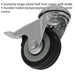 50mm Swivel Bolt Hole Castor Wheel with Brake - 18mm Rubber Tread Steel Centre Loops