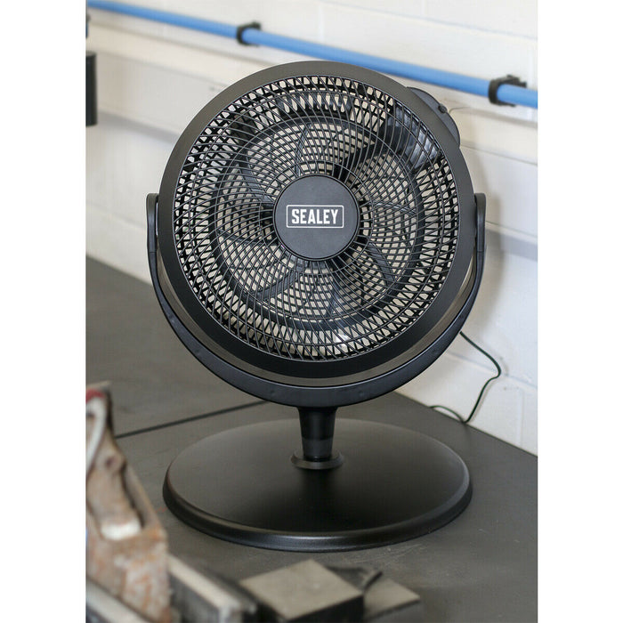 12" Desk & Pedestal Fan - 3 Speed Settings - Adjustable Height - 3-Pin UK Plug Loops