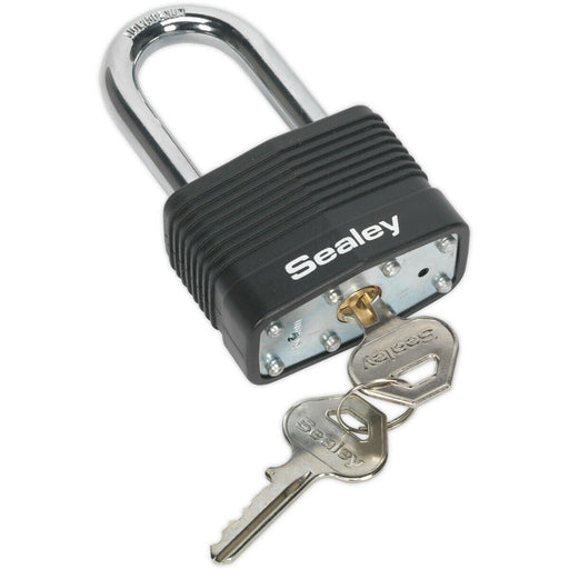 50mm STEEL BODY Padlock 8mm Hardened LONG SHACKLE - 2 Key Security Unit Lock Loops