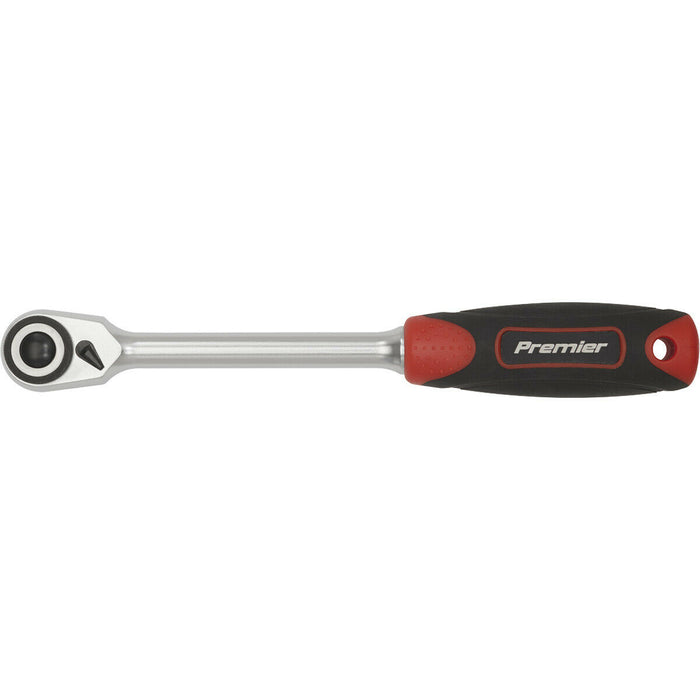 72-Tooth Compact Head Ratchet Wrench - 1/2" Sq Drive - Flip Reverse - Soft Grip Loops