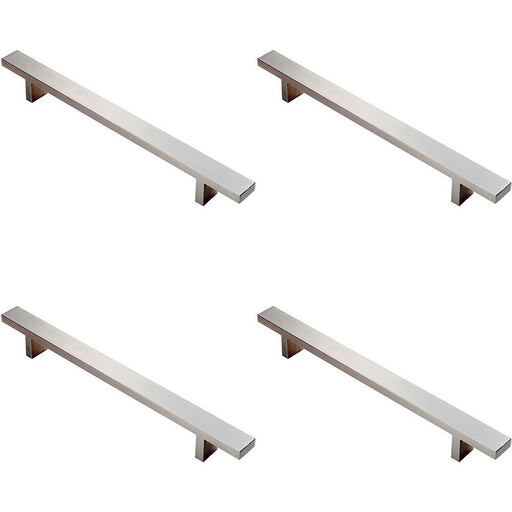 4x Rectangular T Bar Pull Handle 197 x 20mm 128mm Fixing Centres Stainless Steel Loops
