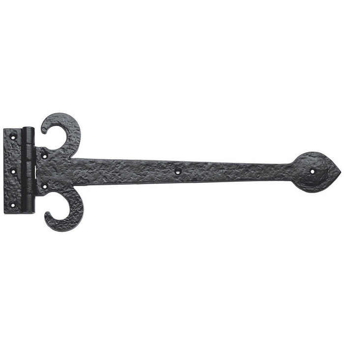 PAIR 457mm Ornate Sword T Hinge Black Antique Internal Decorative Door Hinge Loops