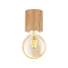 Flush Ceiling Light Simple 1 x Round Brown Wood Bulb Holder Bulb E27 28W Loops